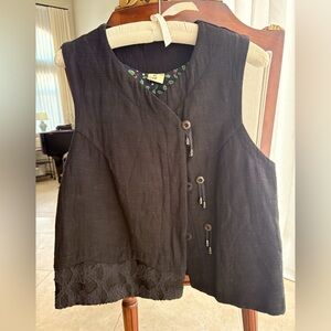 Black handmade cotton vest
